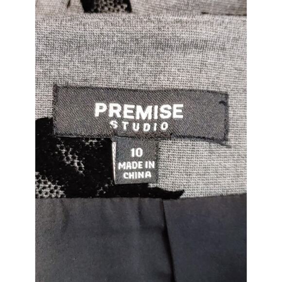 Premise Studio Pencil Skirt Embroidered Floral Length Gray Womens Size 10 - Picture 3 of 9